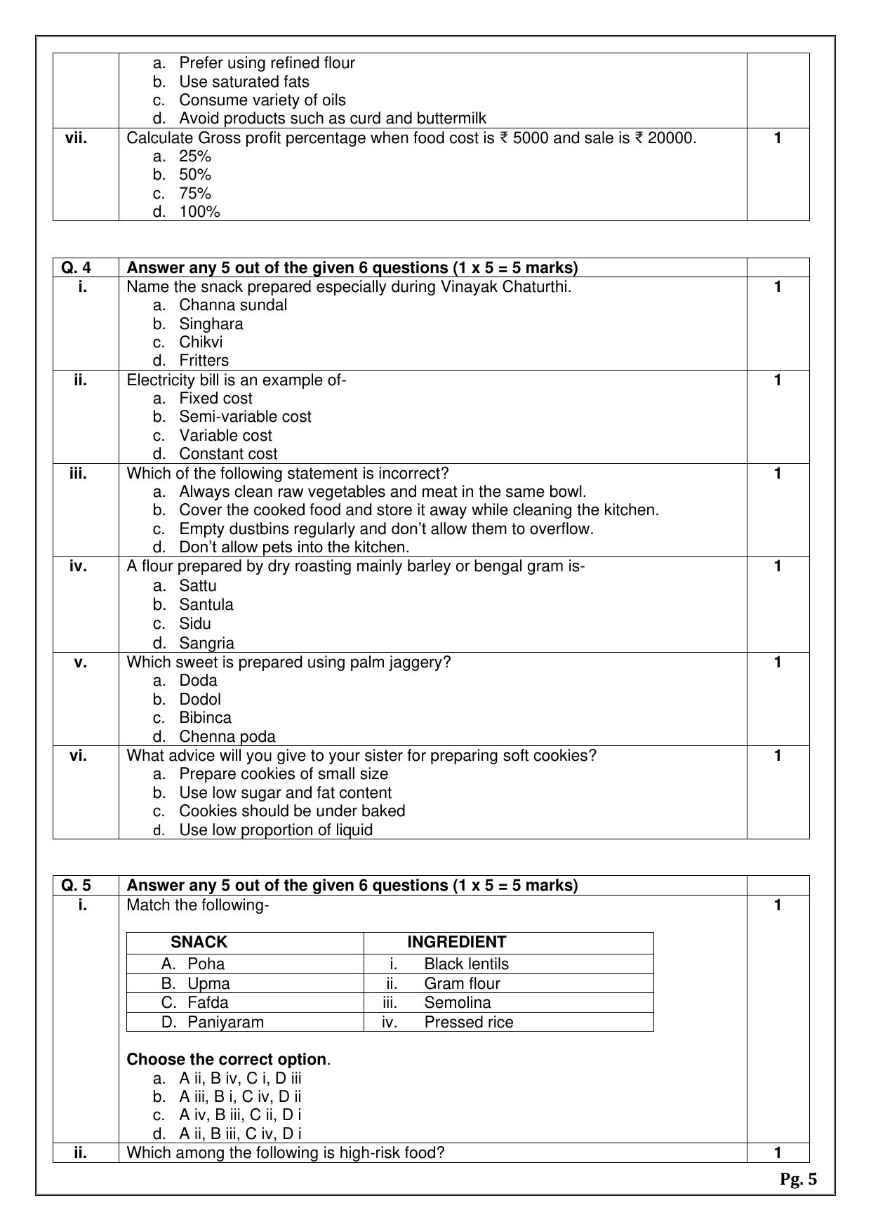 CBSE Class 12 (Skill Education) Food Production 2024 Sample Paper - Page 5
