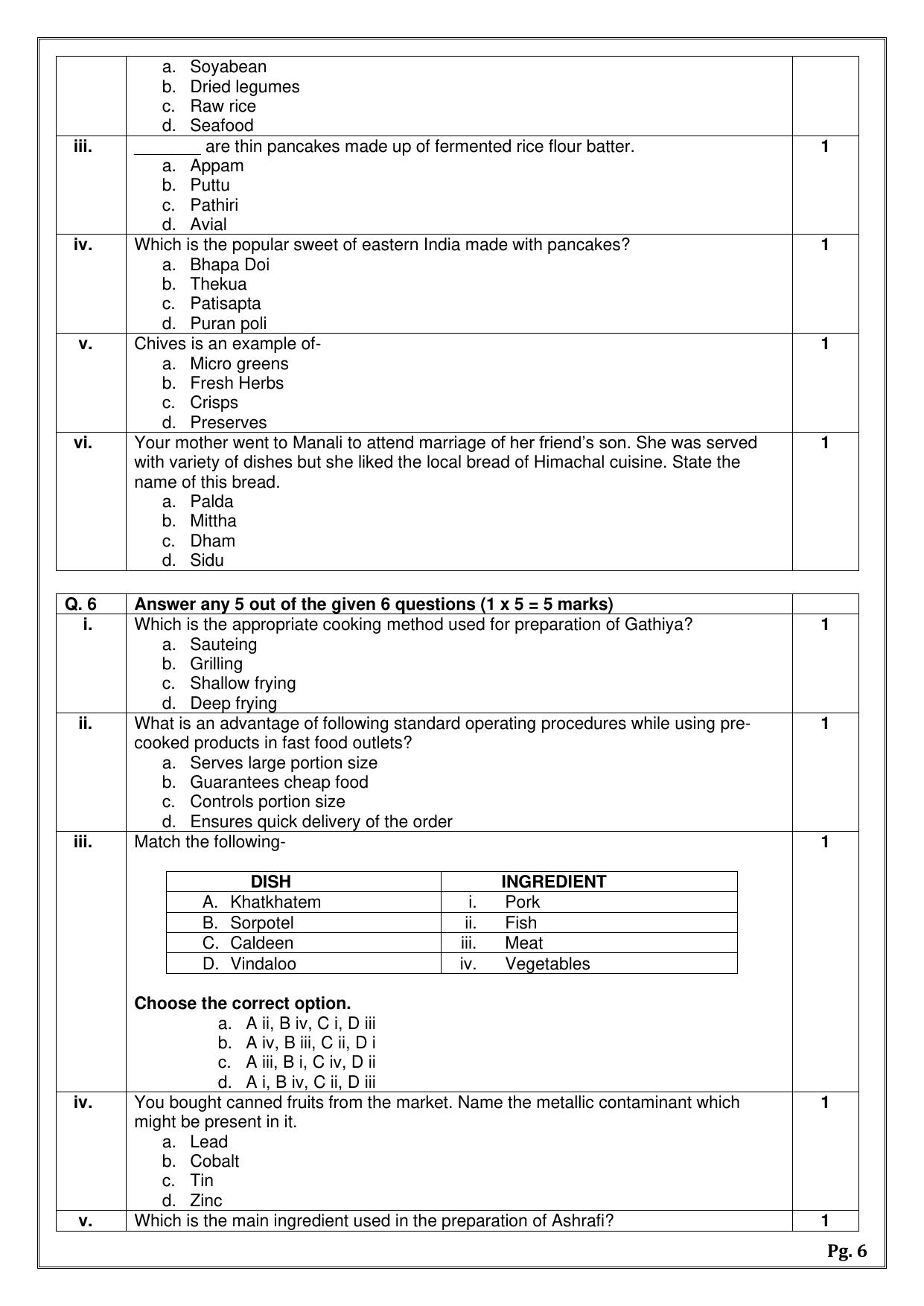CBSE Class 12 (Skill Education) Food Production 2024 Sample Paper - Page 6