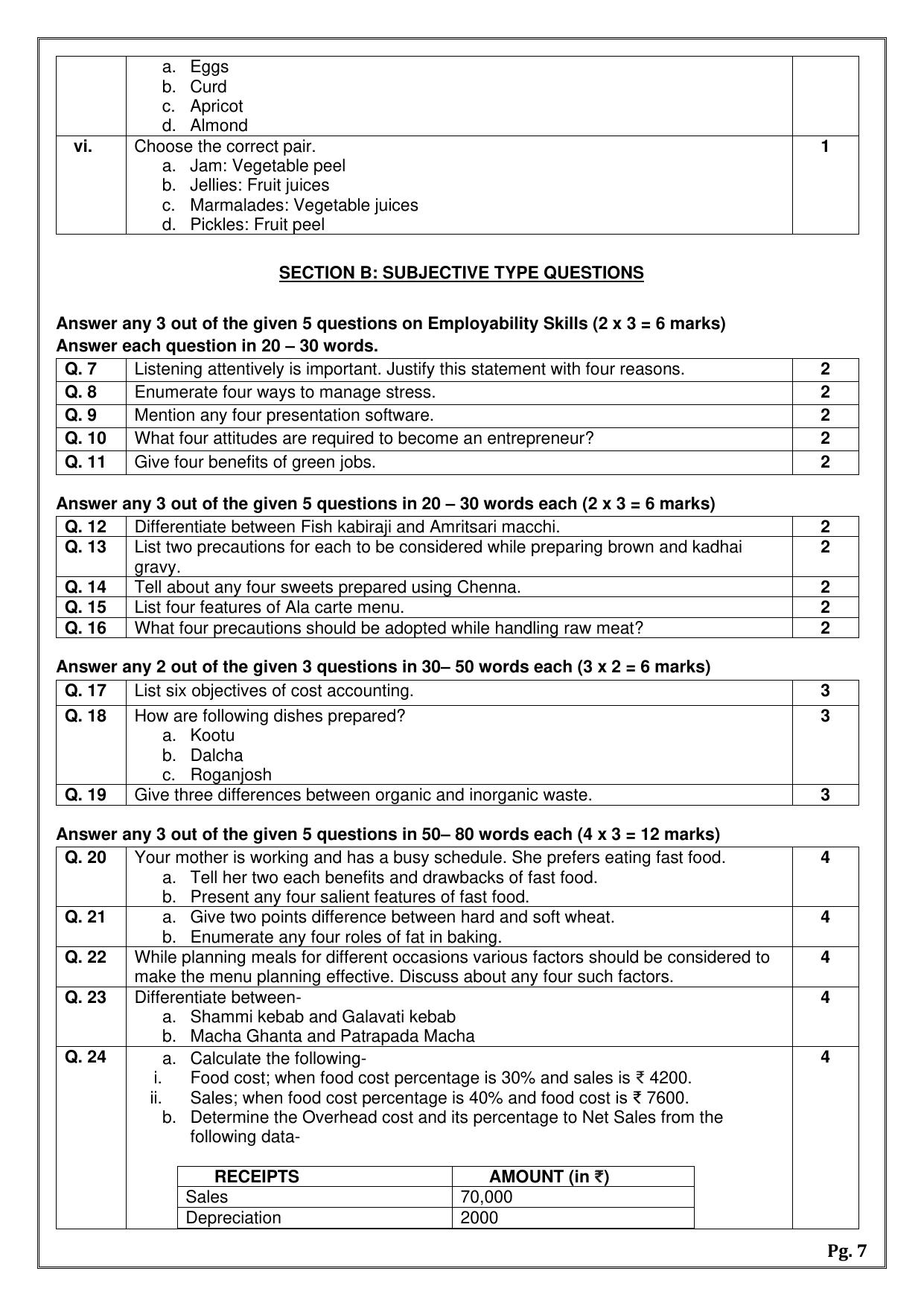 CBSE Class 12 (Skill Education) Food Production 2024 Sample Paper - Page 7
