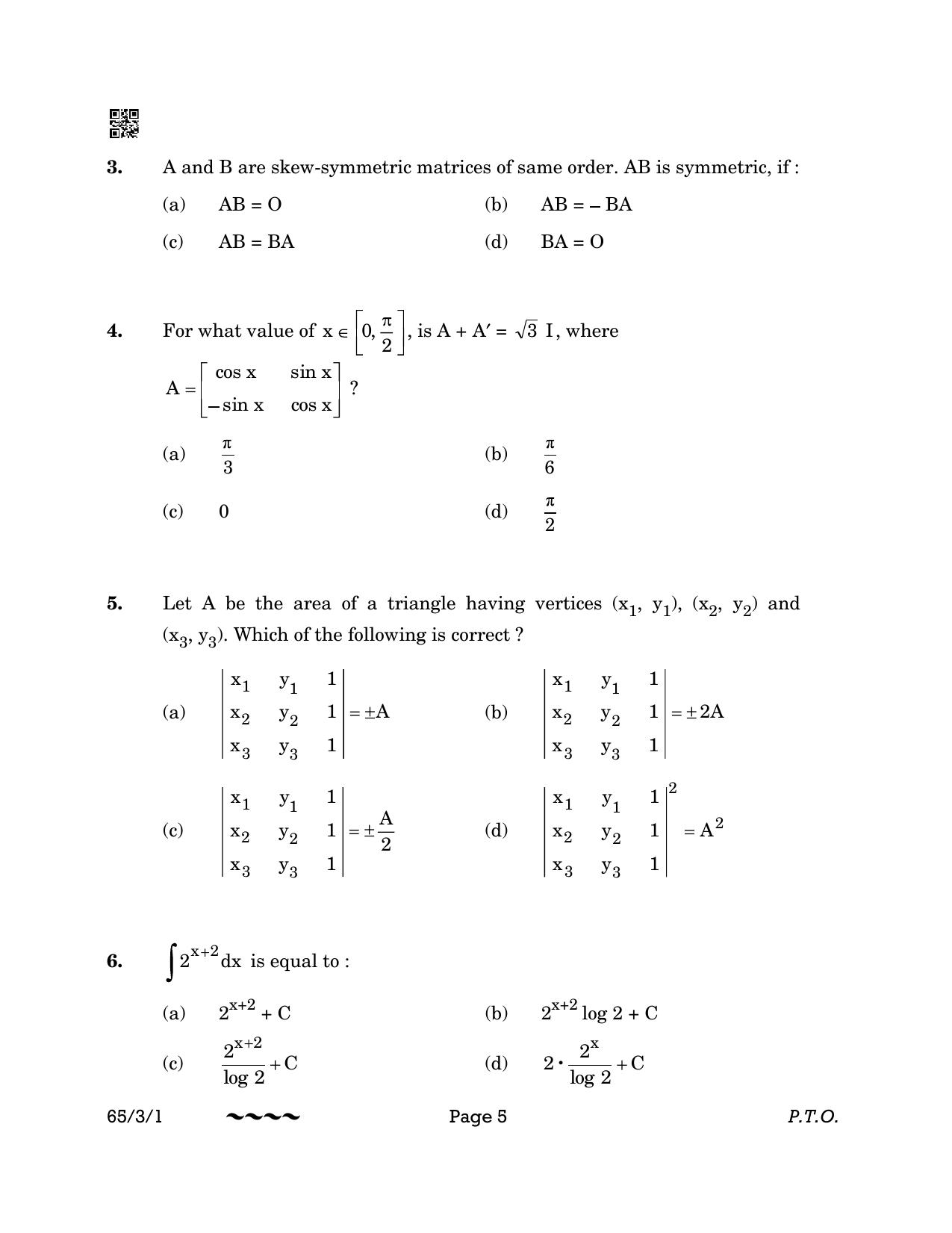 CBSE Class 12 65-3-1 MATHEMATICS 2023 Question Paper - Page 5