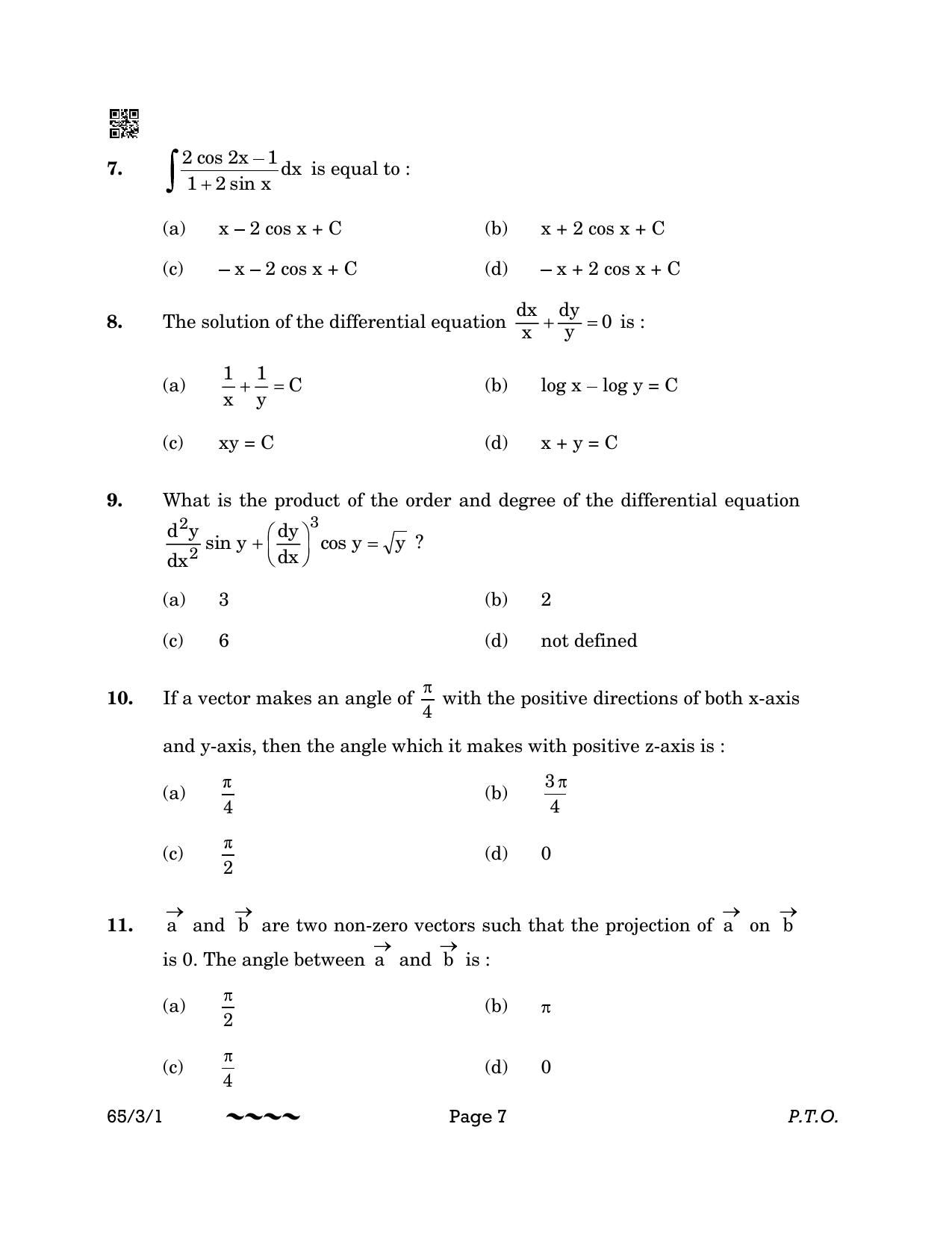CBSE Class 12 65-3-1 MATHEMATICS 2023 Question Paper - Page 7