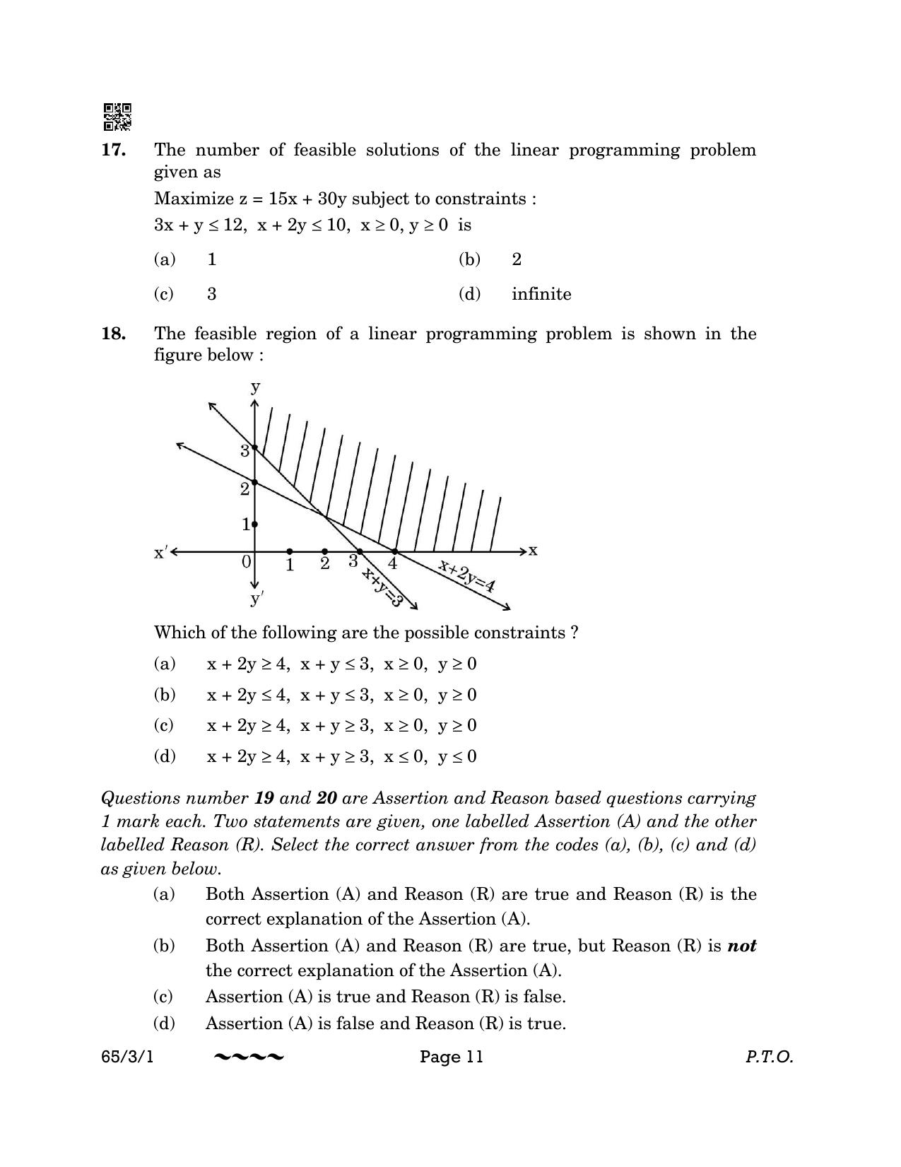 CBSE Class 12 65-3-1 MATHEMATICS 2023 Question Paper - Page 11