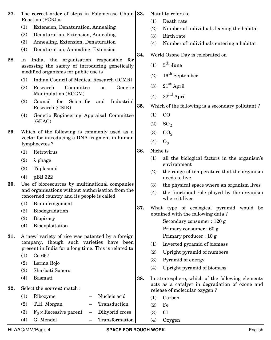 NEET English MM 2019 Question Paper - Page 4