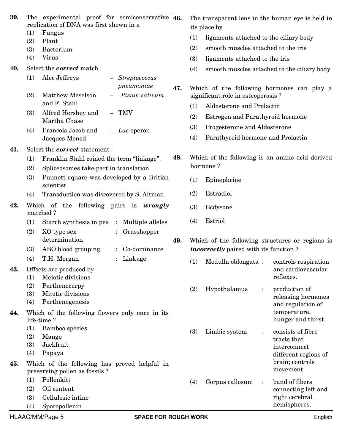 NEET English MM 2019 Question Paper - Page 5