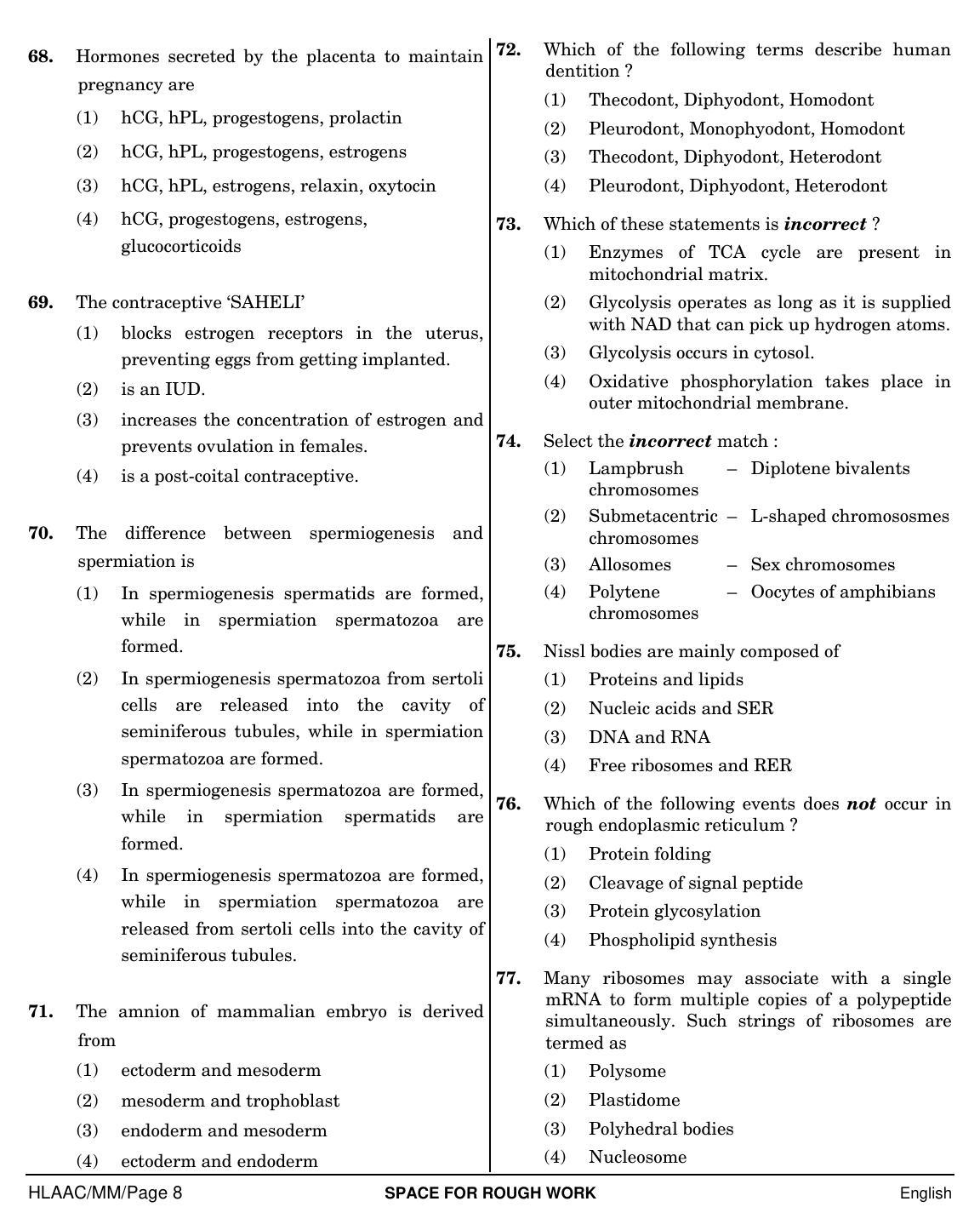 NEET English MM 2019 Question Paper - Page 8