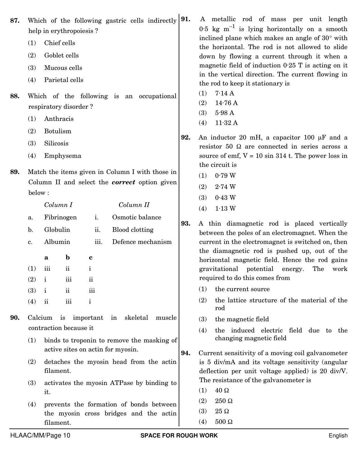 NEET English MM 2019 Question Paper - Page 10