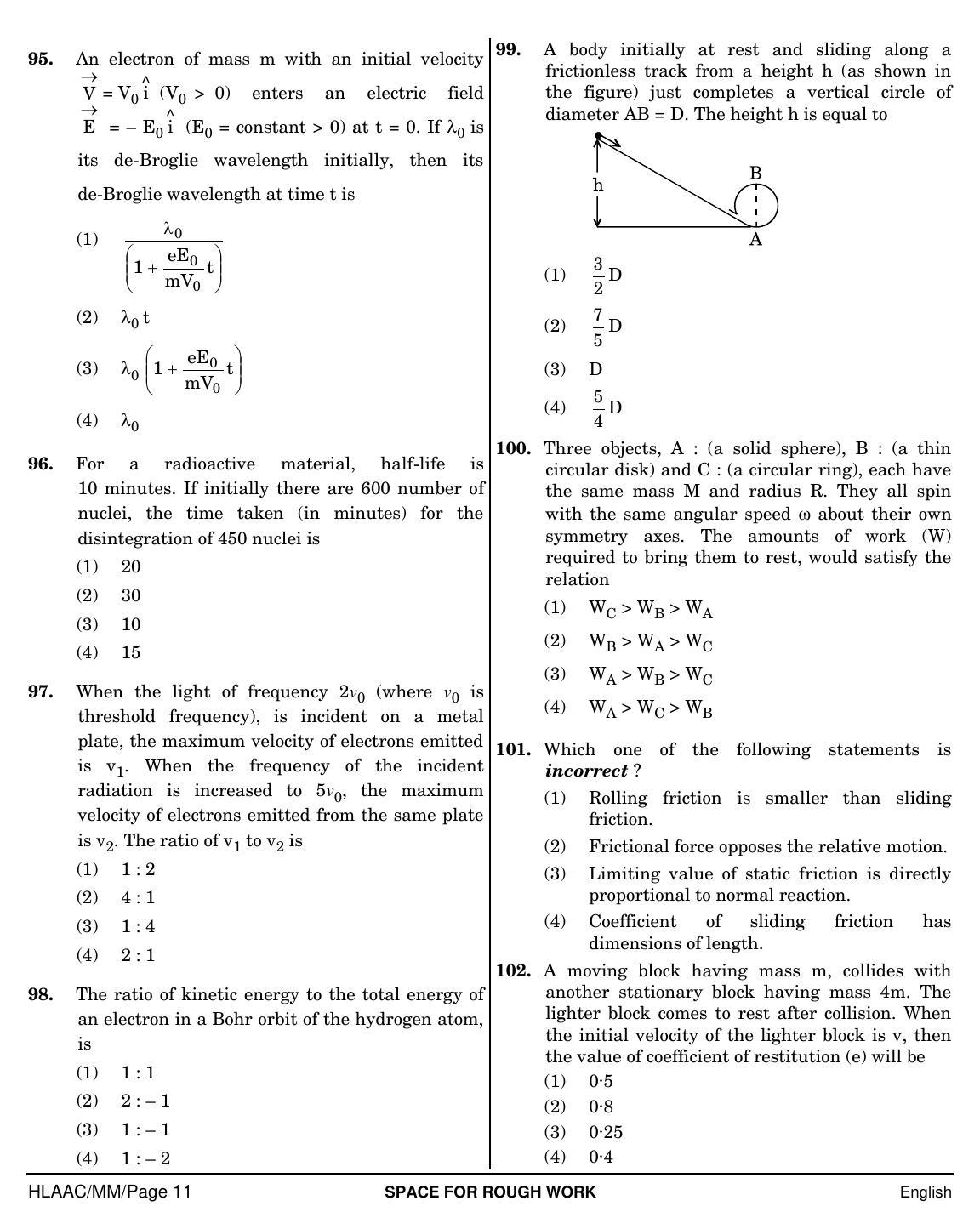 NEET English MM 2019 Question Paper - Page 11