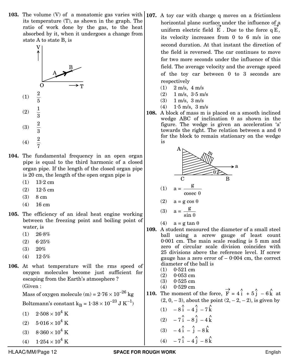 NEET English MM 2019 Question Paper - Page 12