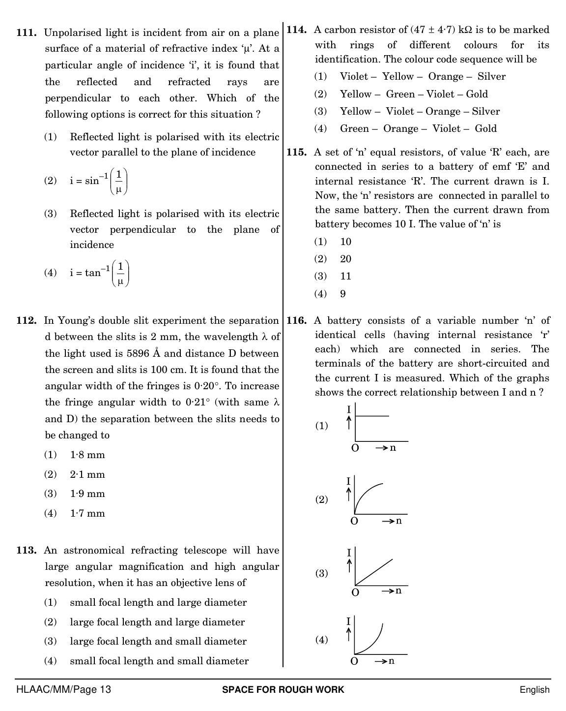 NEET English MM 2019 Question Paper - Page 13