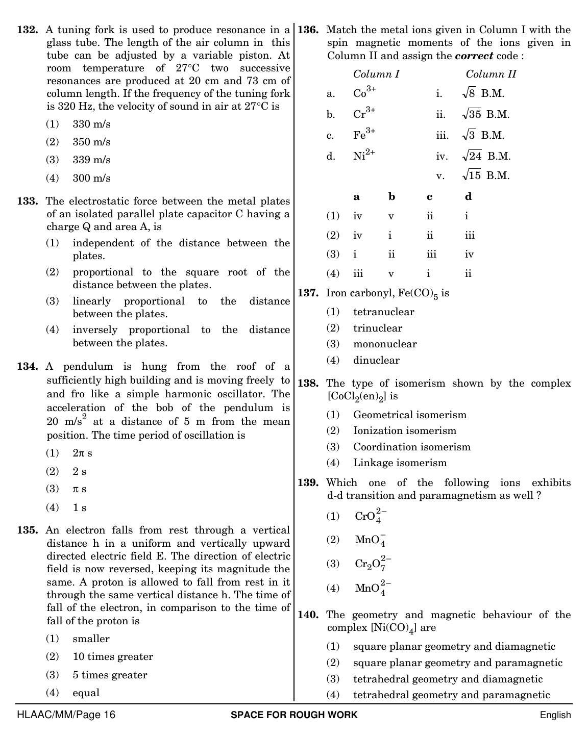 NEET English MM 2019 Question Paper - Page 16