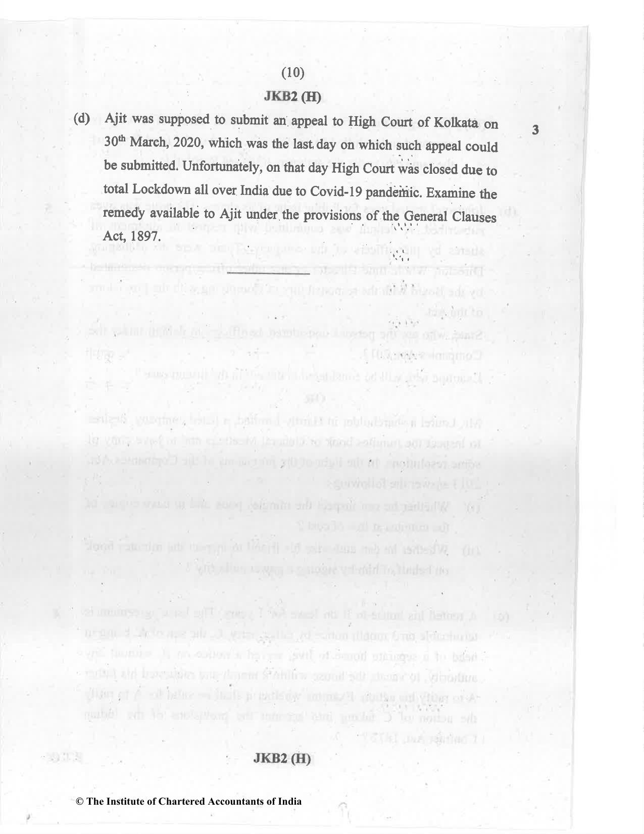 CA Inter Jul 2021 Question Paper - Paper 2 – Corporate and Other Laws - Page 10