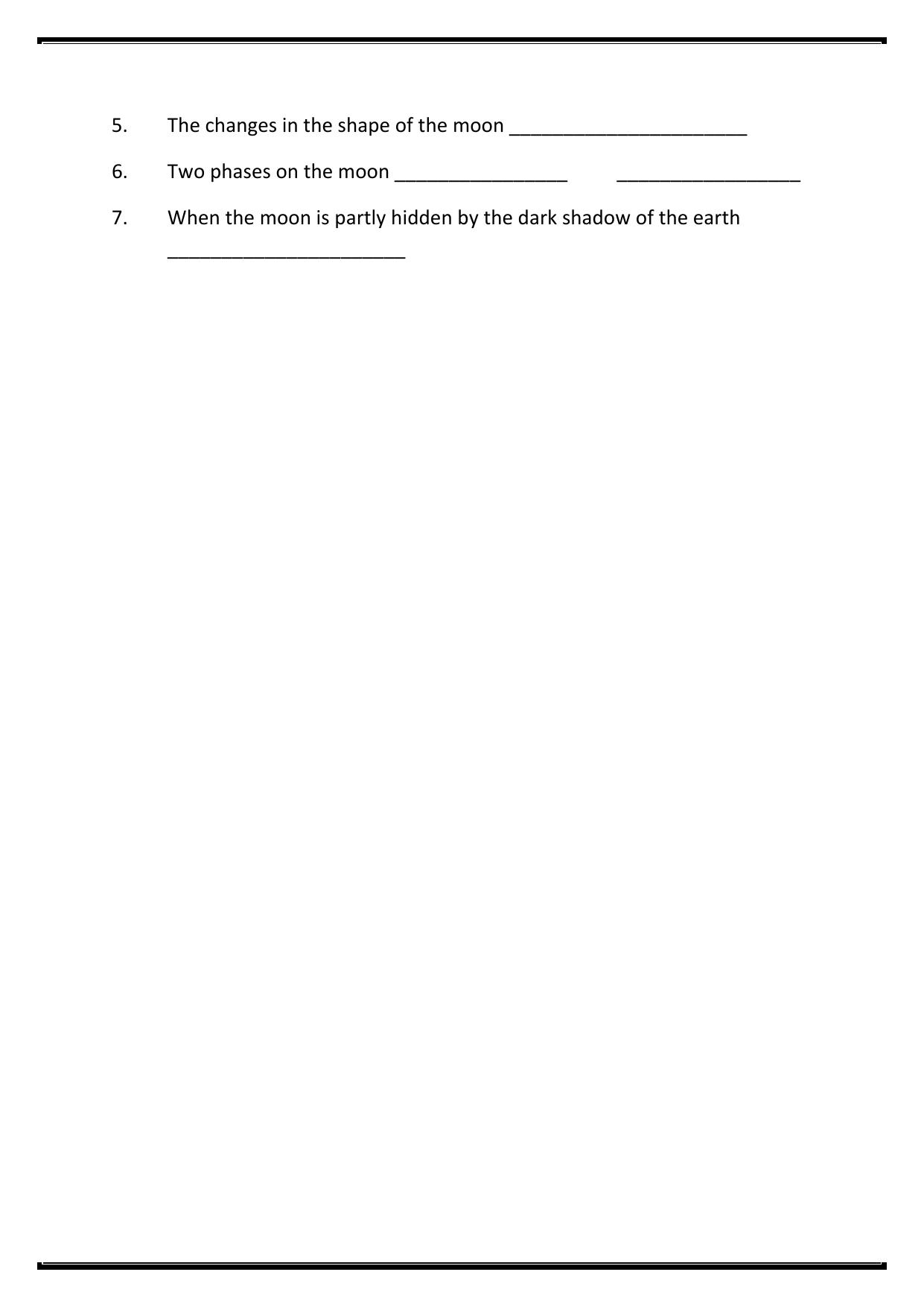 Worksheet for Class 5 Science The Moon Assignment 2 - Page 2
