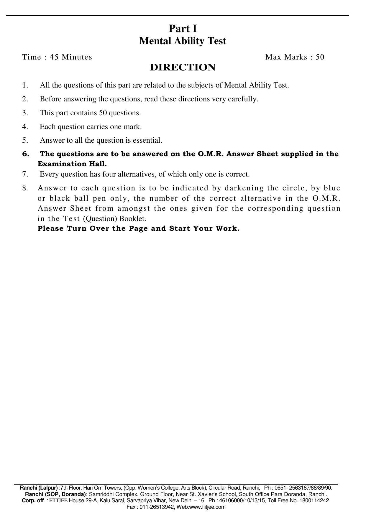 Jharkhand (JAC) NTSE 2016-17 (MAT & SAT) Question Paper - Page 2