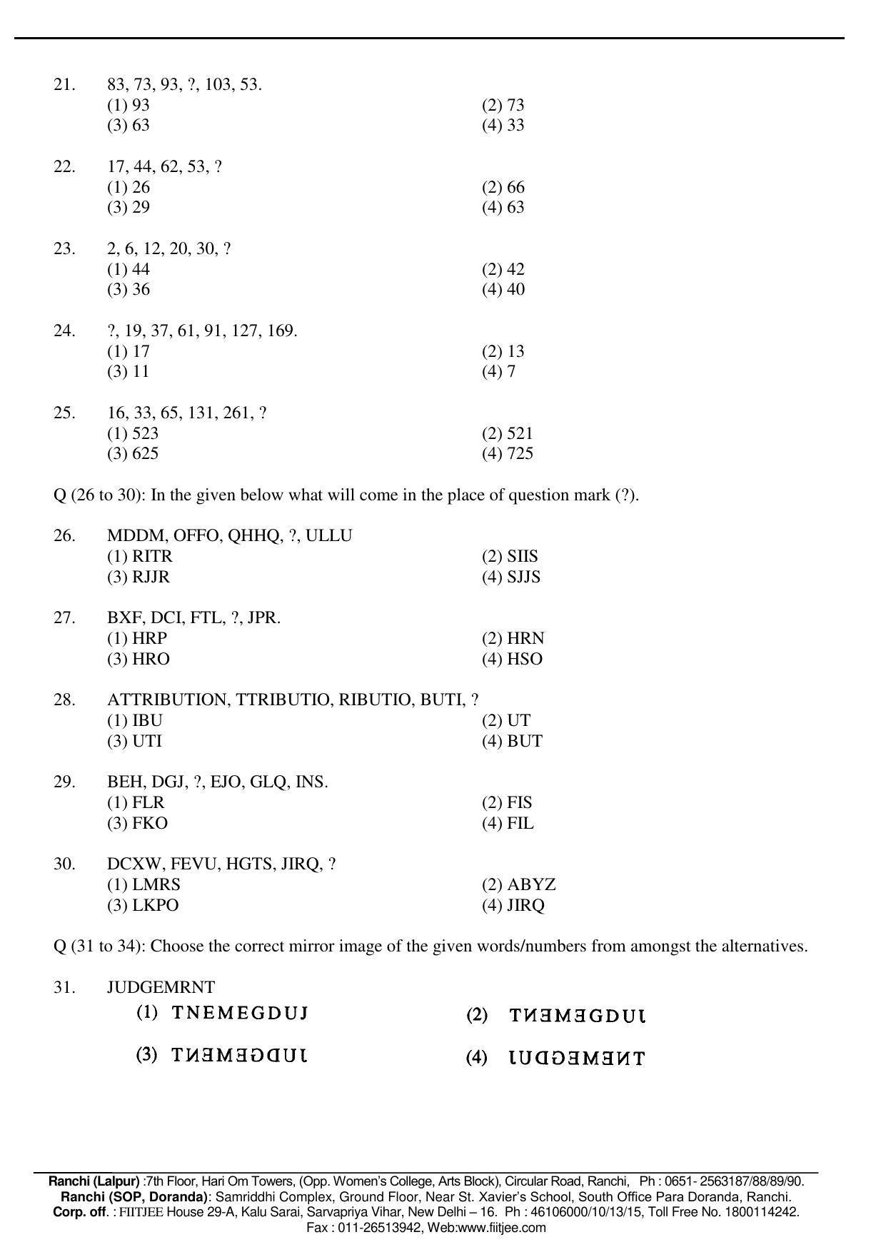 Jharkhand (JAC) NTSE 2016-17 (MAT & SAT) Question Paper - Page 6