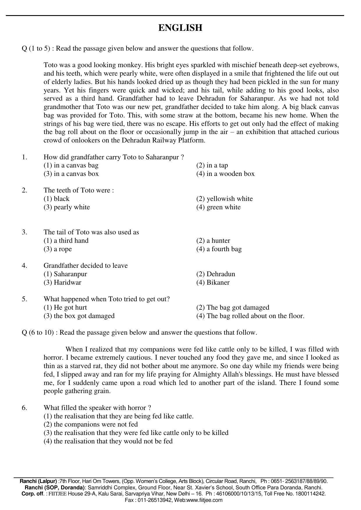 Jharkhand (JAC) NTSE 2016-17 (MAT & SAT) Question Paper - Page 11