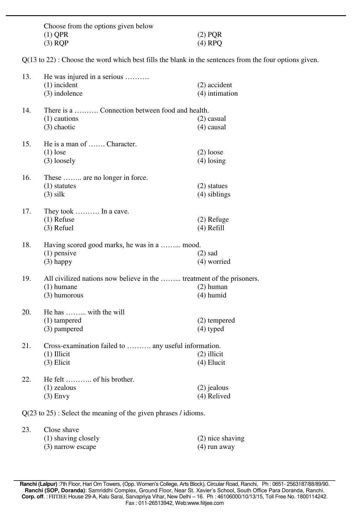 Jharkhand (JAC) NTSE 2016-17 (MAT & SAT) Question Paper - Page 13