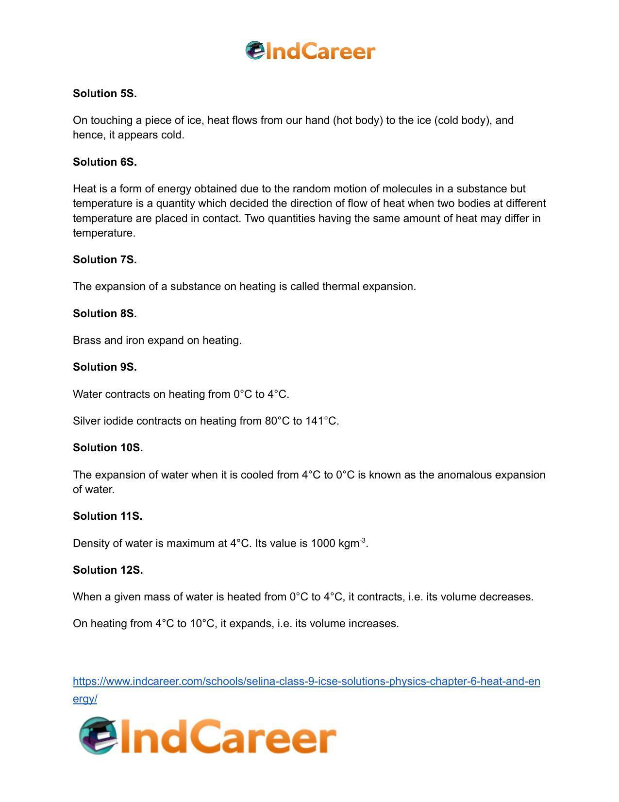 Selina Class 9 ICSE Solutions Physics : Chapter 6- Heat and Energy - Page 3