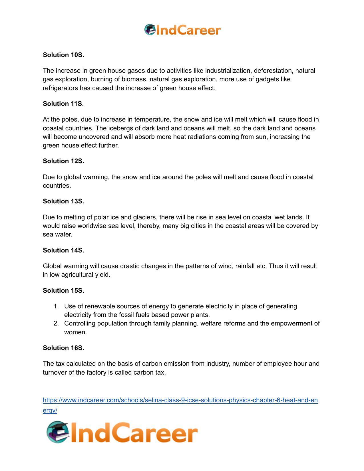 Selina Class 9 ICSE Solutions Physics : Chapter 6- Heat and Energy - Page 22