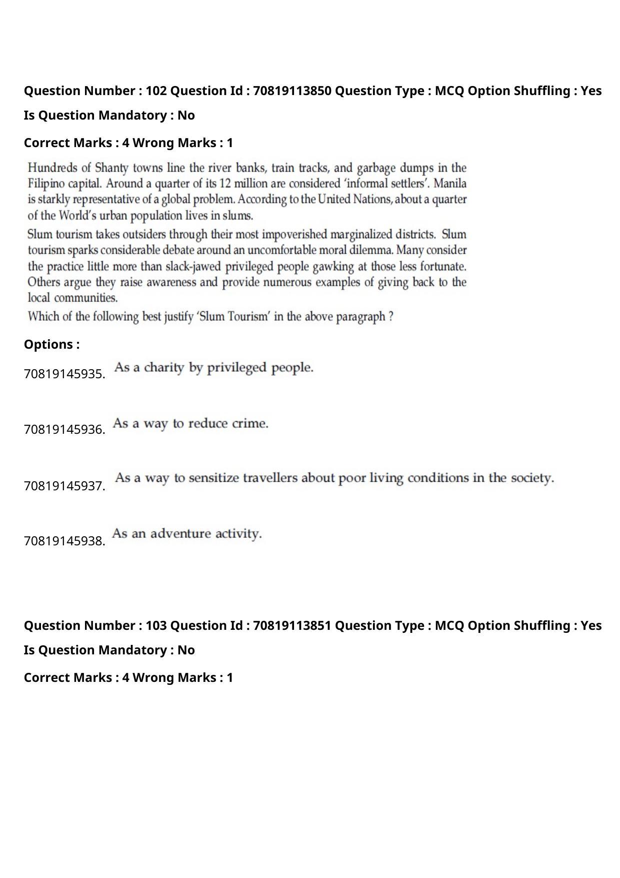 JEE Mains 2021: B Arch & B Planning English (Shift 2) 23-02-2021 Question Paper - Page 71