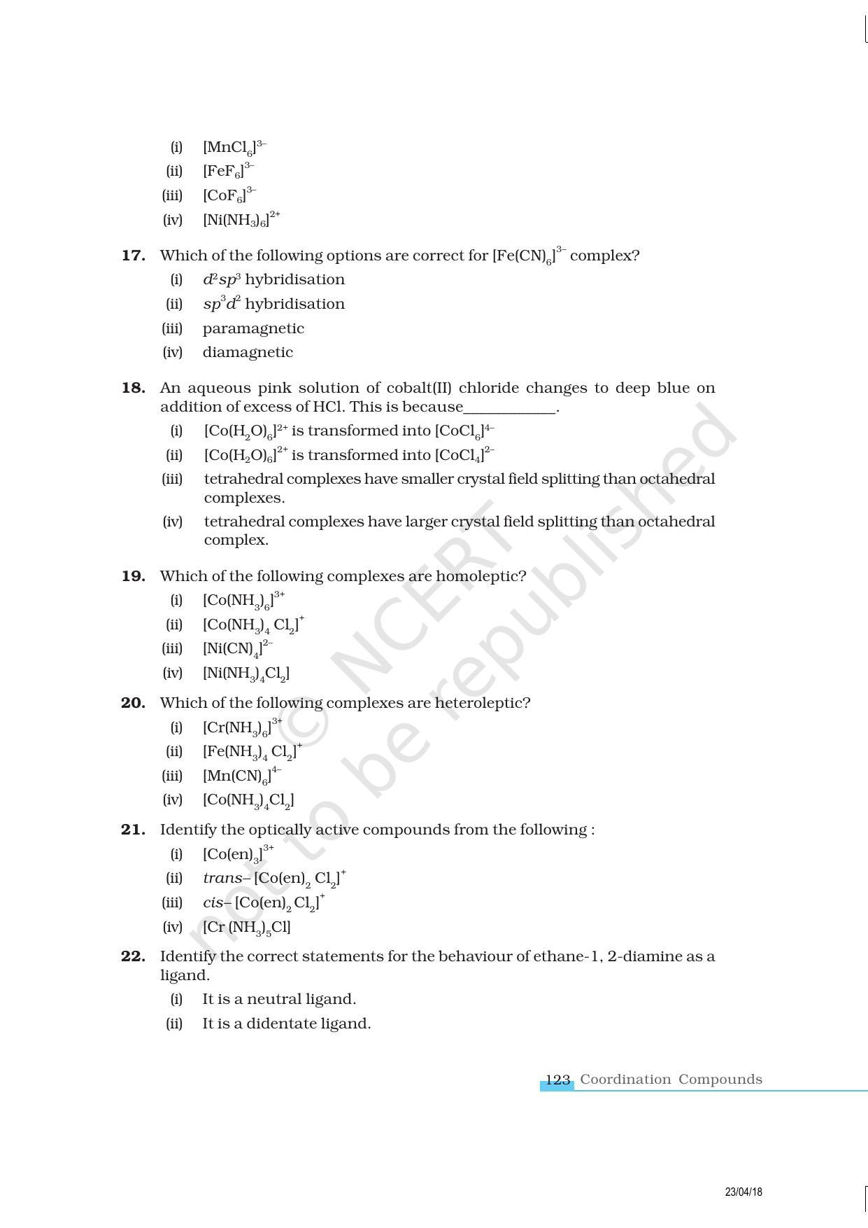 NCERT Exemplar Book for Class 12 Chemistry: Chapter 9 Coordination Compounds - Page 4