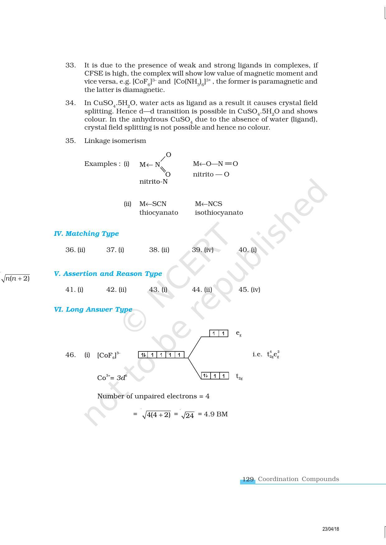 NCERT Exemplar Book for Class 12 Chemistry: Chapter 9 Coordination Compounds - Page 10