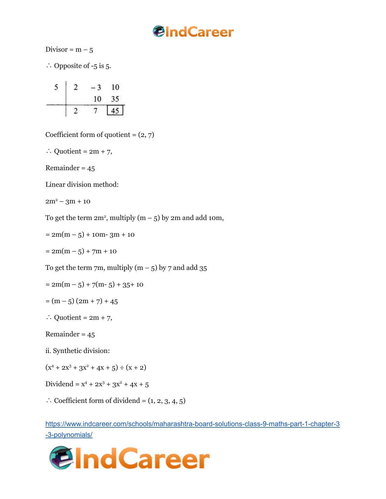 Maharashtra Board Solutions Class 9-Maths (Part 1): Chapter 3.3- Polynomials - Page 3