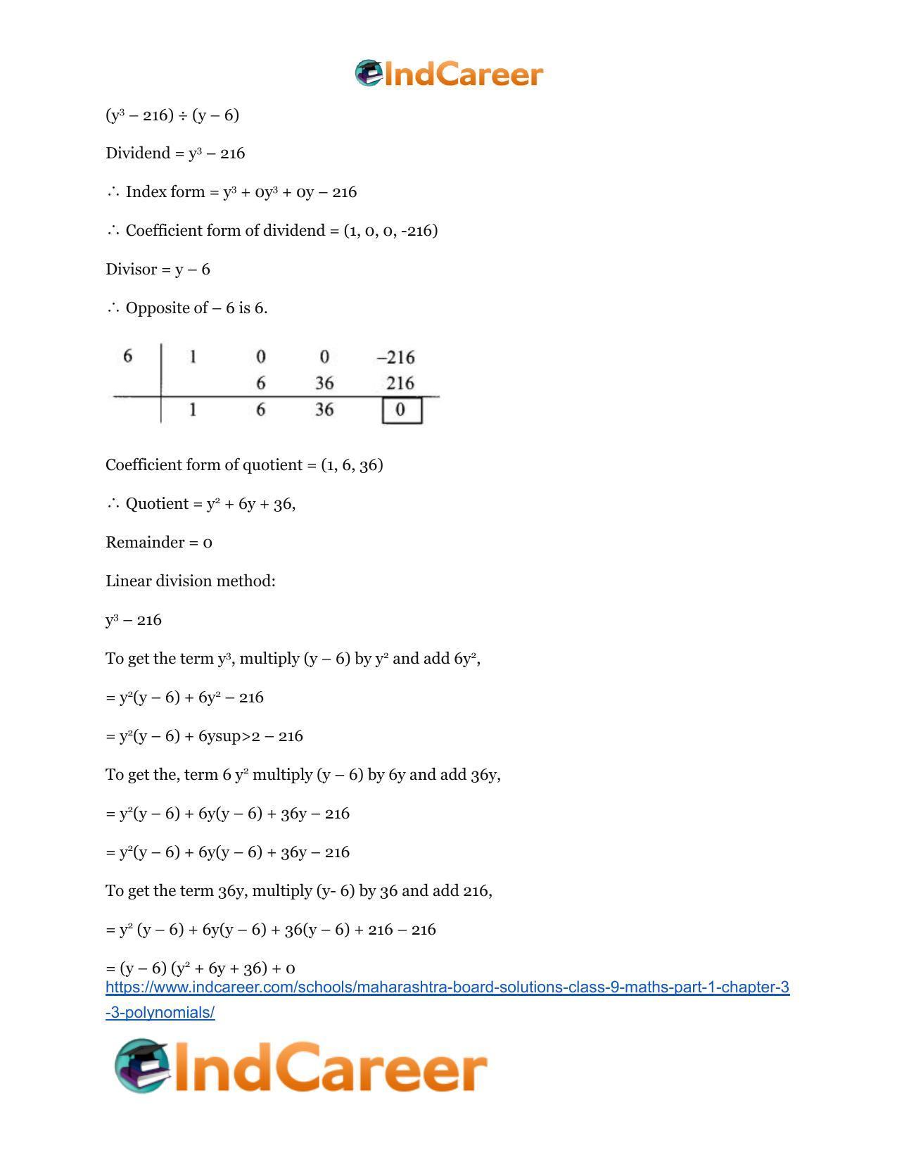 Maharashtra Board Solutions Class 9-Maths (Part 1): Chapter 3.3- Polynomials - Page 5