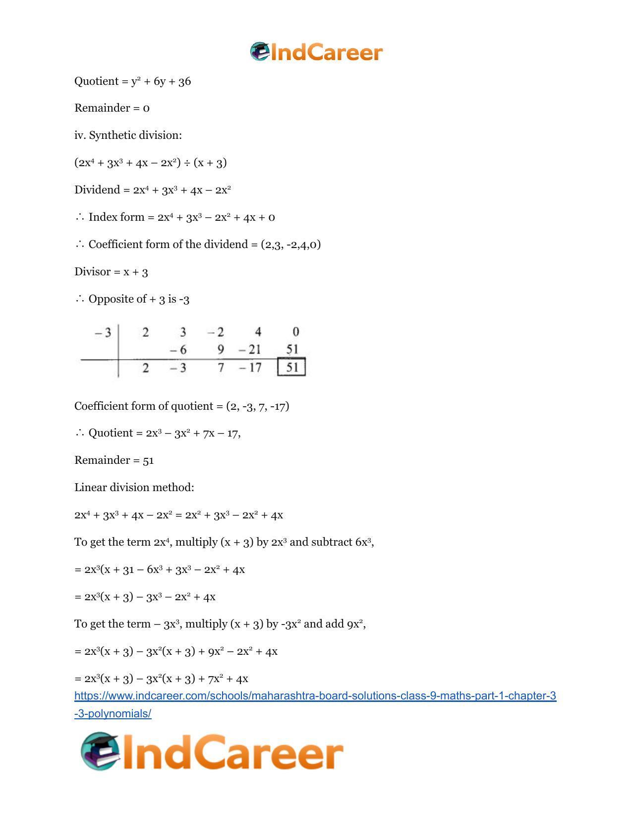 Maharashtra Board Solutions Class 9-Maths (Part 1): Chapter 3.3- Polynomials - Page 6