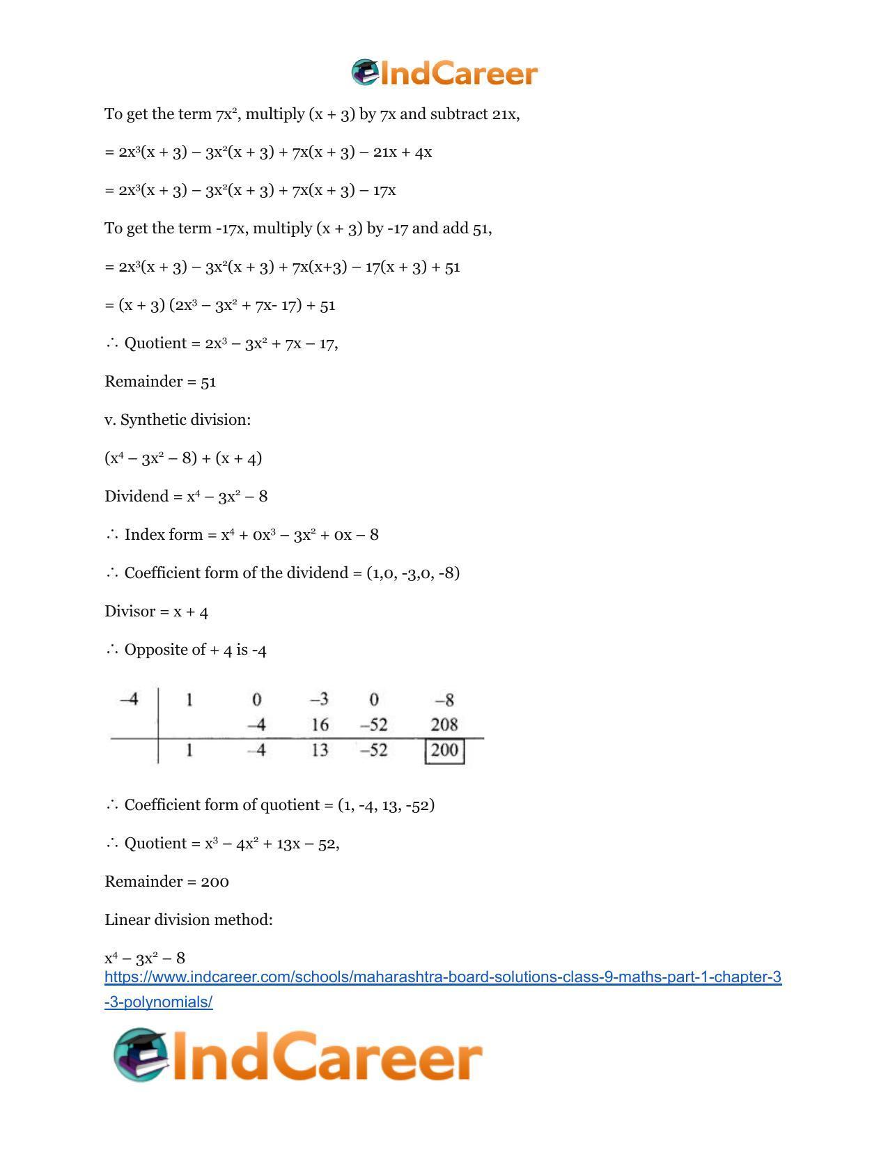 Maharashtra Board Solutions Class 9-Maths (Part 1): Chapter 3.3- Polynomials - Page 7