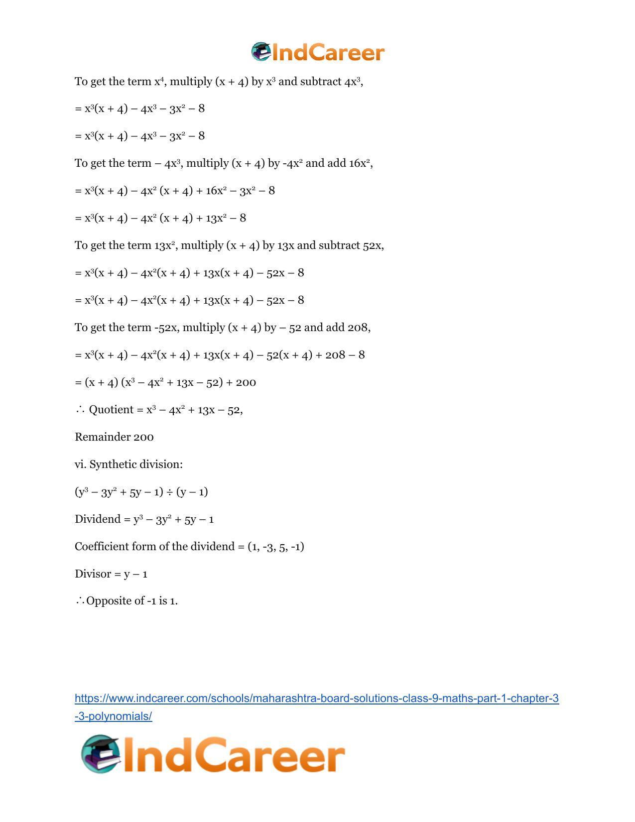 Maharashtra Board Solutions Class 9-Maths (Part 1): Chapter 3.3- Polynomials - Page 8