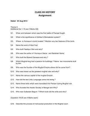 CBSE Class 12 History Revision Sheet – 2