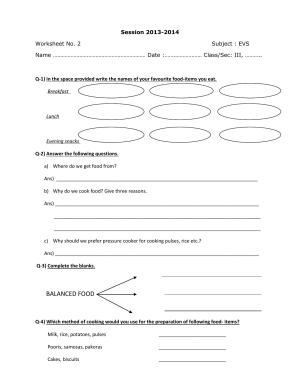 Worksheet for Class 3 EVS Assignment 3