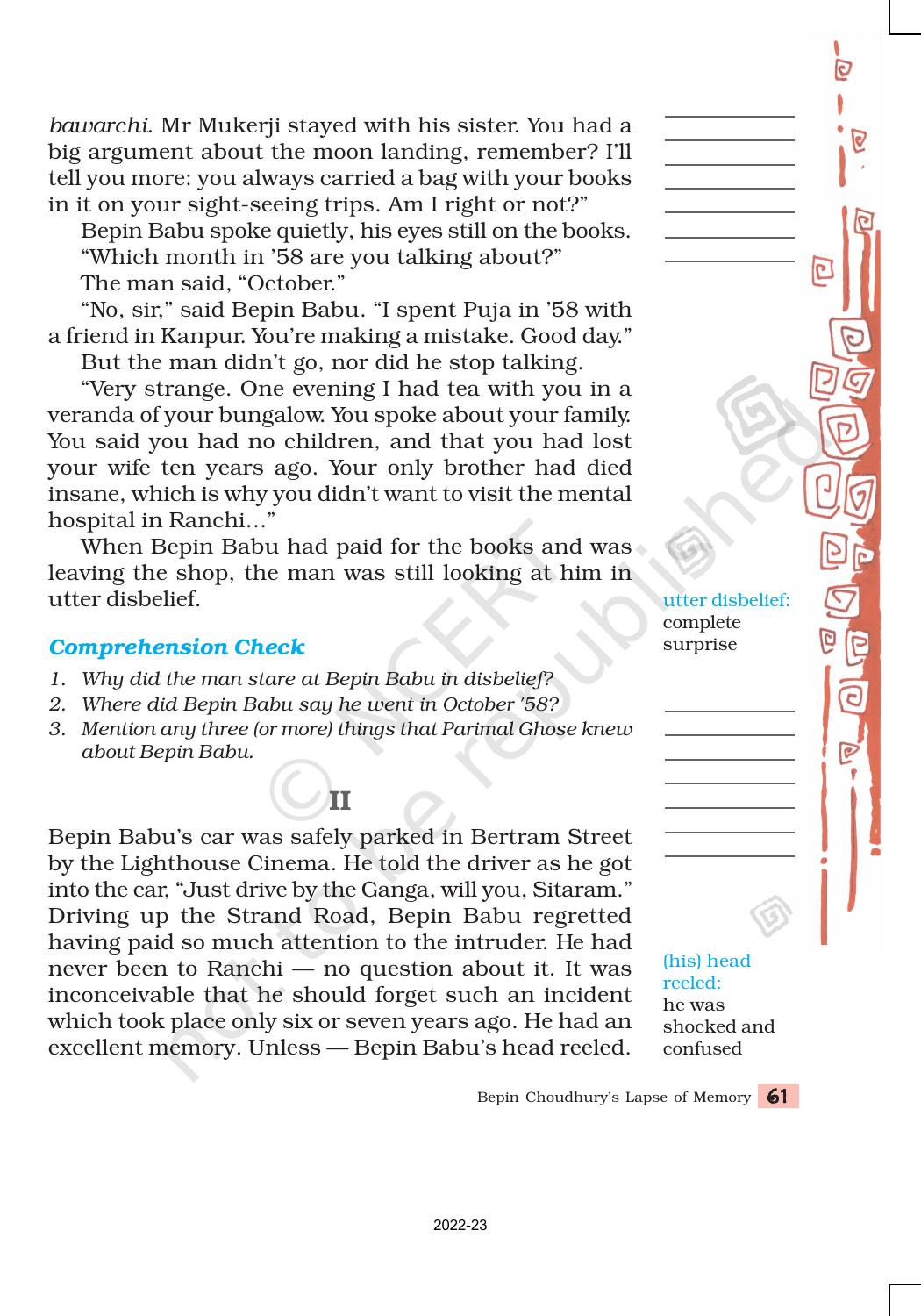 NCERT Book for Class 8 English Chapter 4 Bepin Choudhury’s Lapse of Memory - Page 3