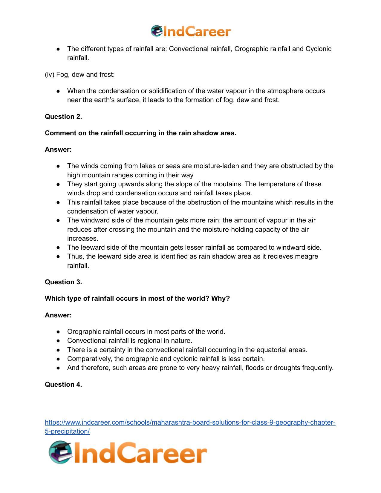Maharashtra Board Solutions for Class 9- Geography: Chapter 5- Precipitation - Page 7