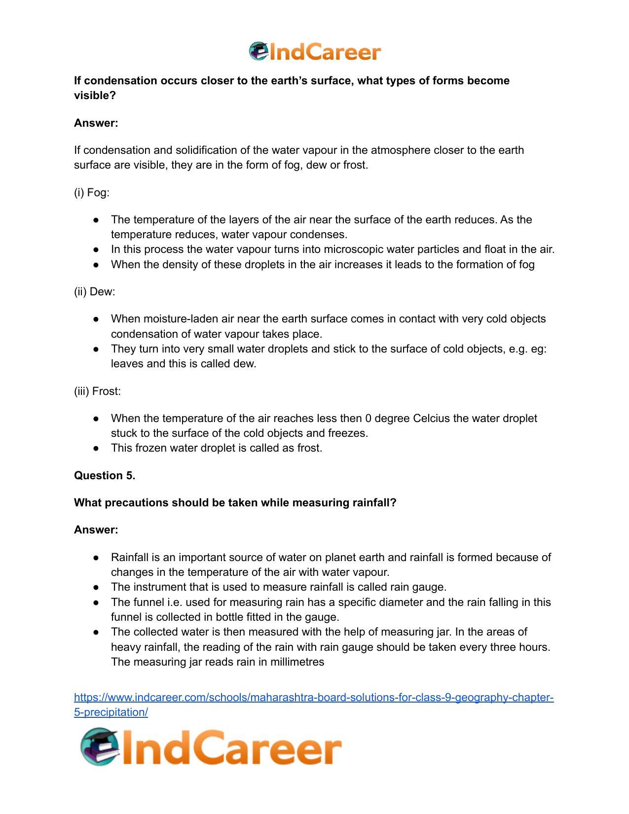 Maharashtra Board Solutions for Class 9- Geography: Chapter 5- Precipitation - Page 8