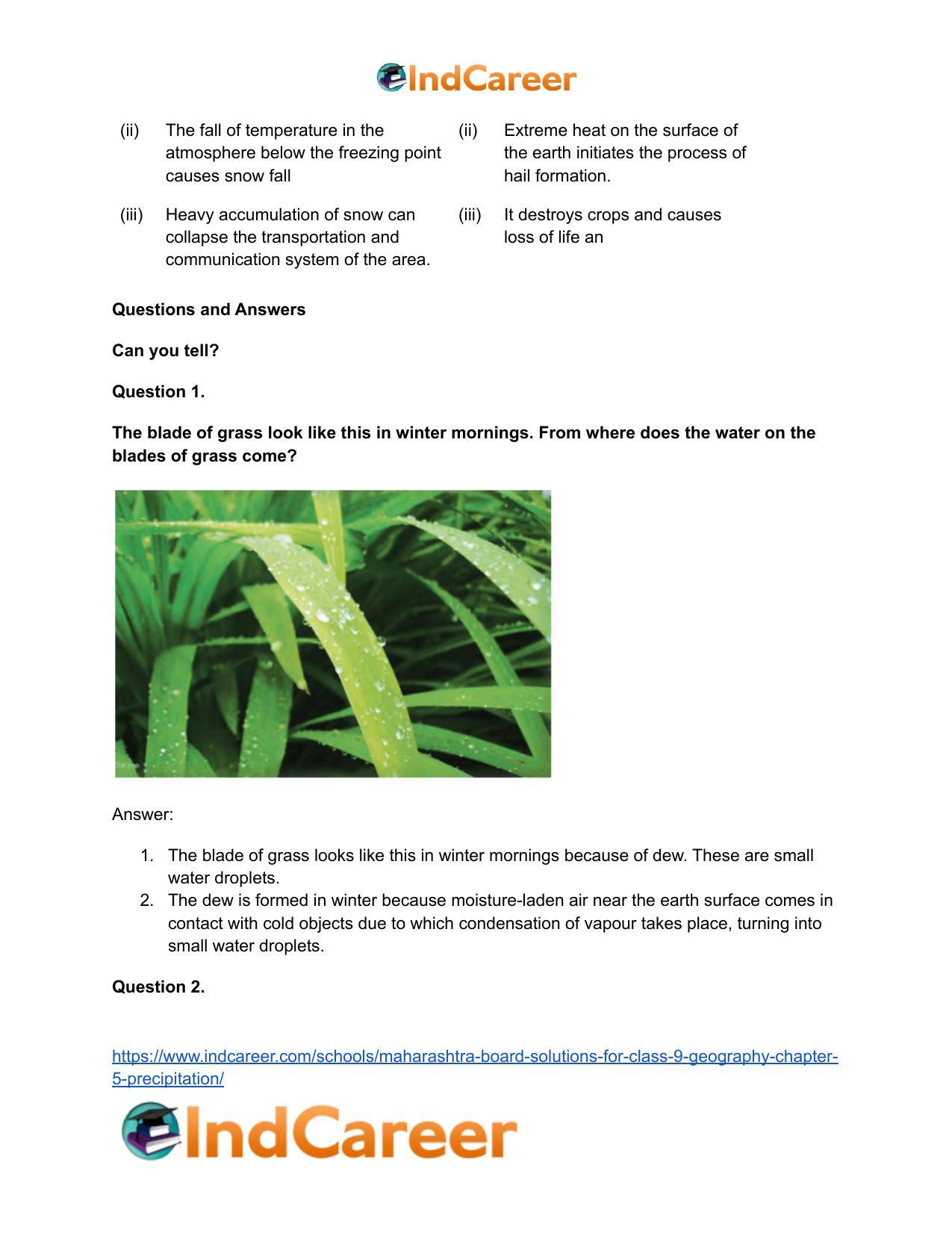 Maharashtra Board Solutions for Class 9- Geography: Chapter 5- Precipitation - Page 10