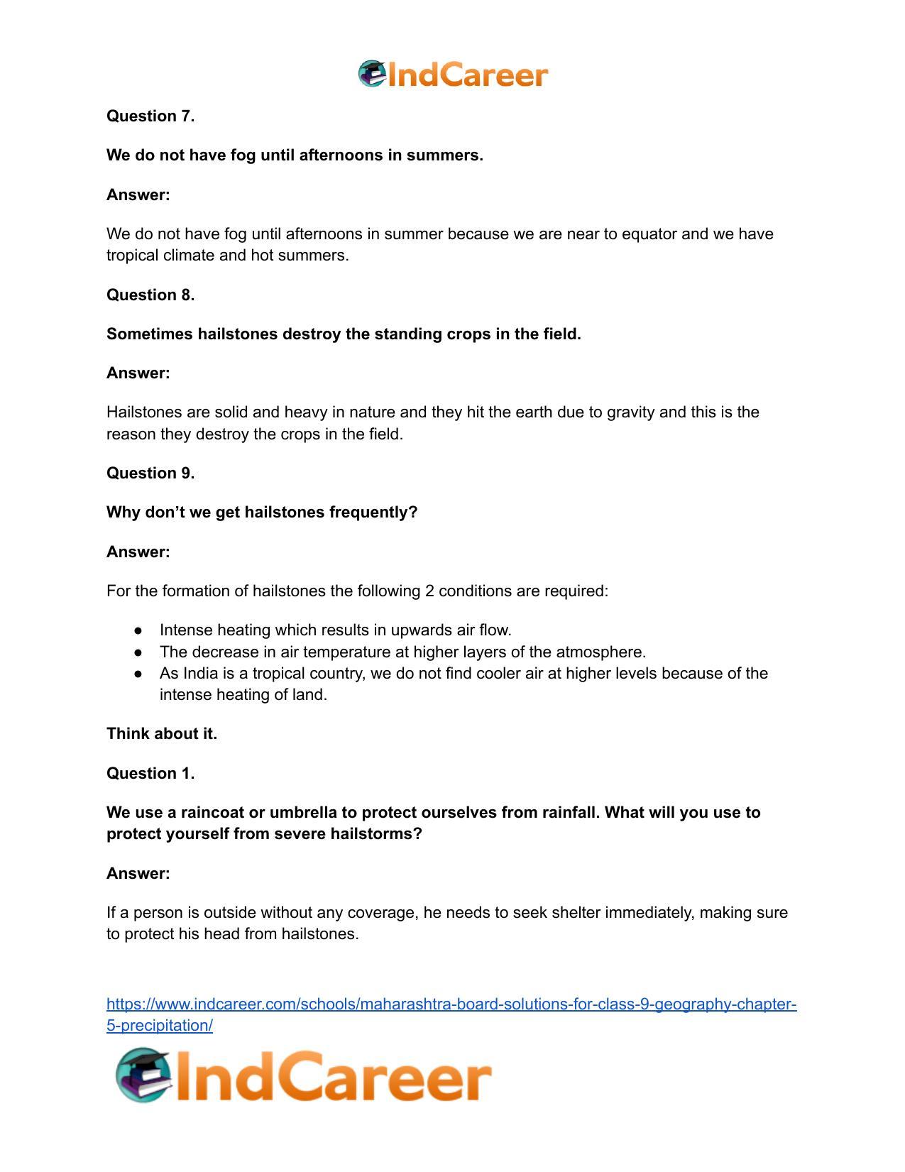 Maharashtra Board Solutions for Class 9- Geography: Chapter 5- Precipitation - Page 12