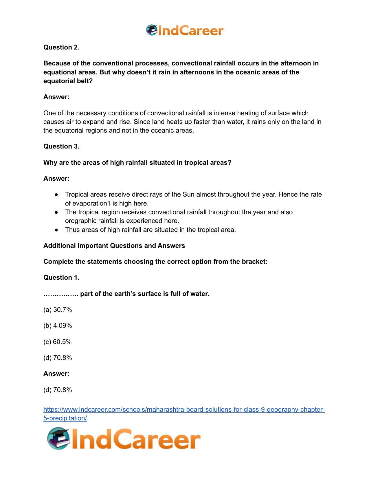 Maharashtra Board Solutions for Class 9- Geography: Chapter 5- Precipitation - Page 13