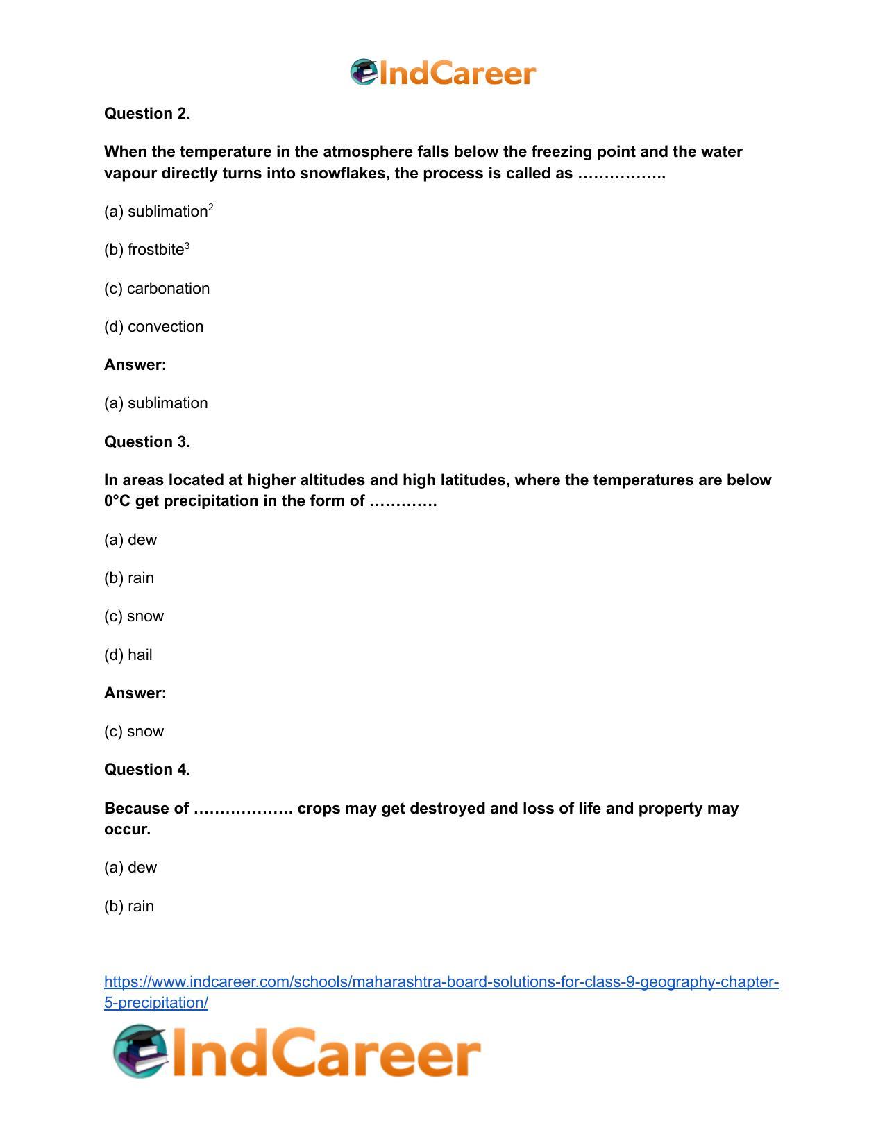 Maharashtra Board Solutions for Class 9- Geography: Chapter 5- Precipitation - Page 14