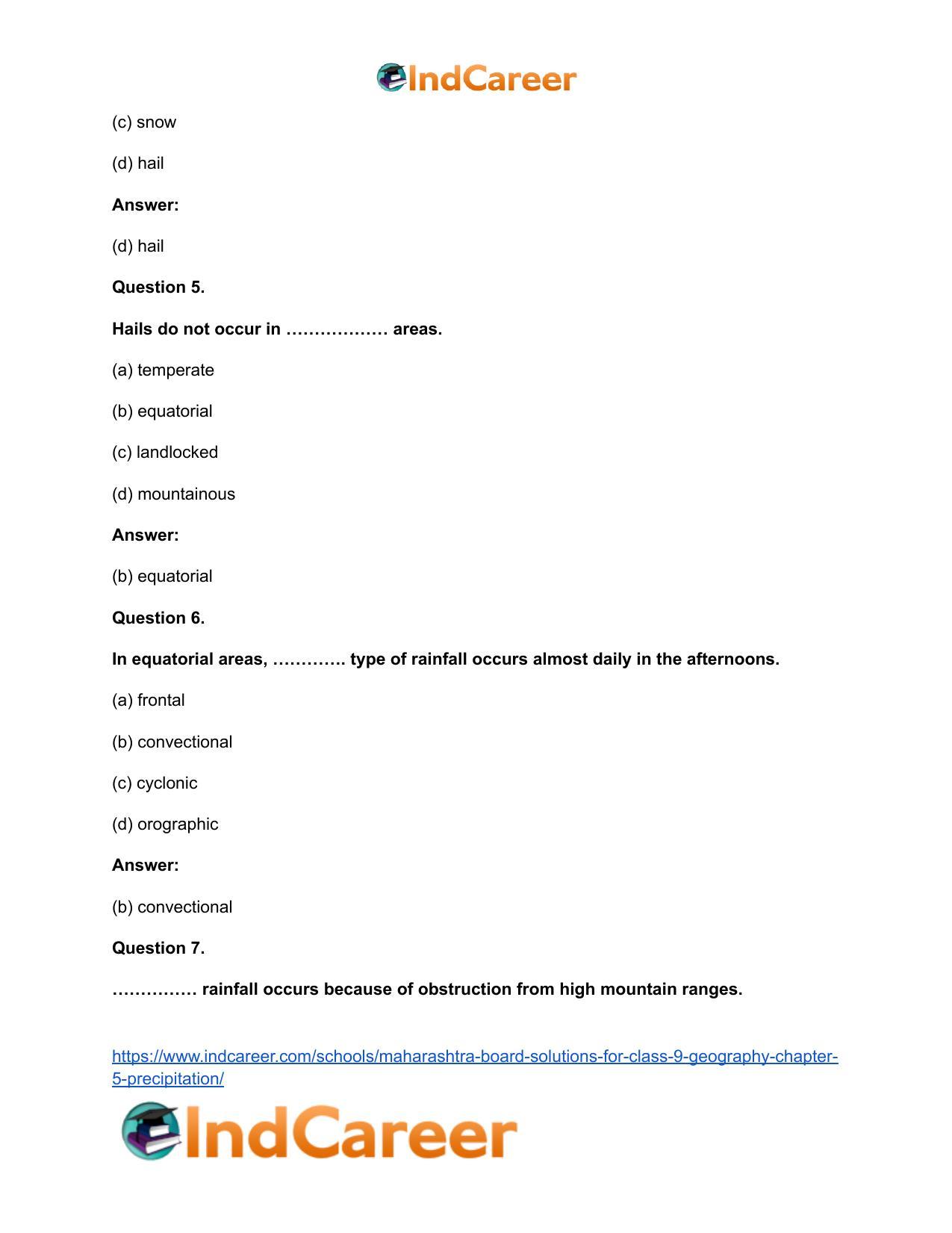 Maharashtra Board Solutions for Class 9- Geography: Chapter 5- Precipitation - Page 15