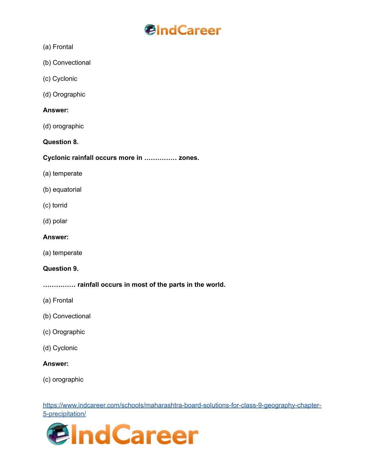 Maharashtra Board Solutions for Class 9- Geography: Chapter 5- Precipitation - Page 16
