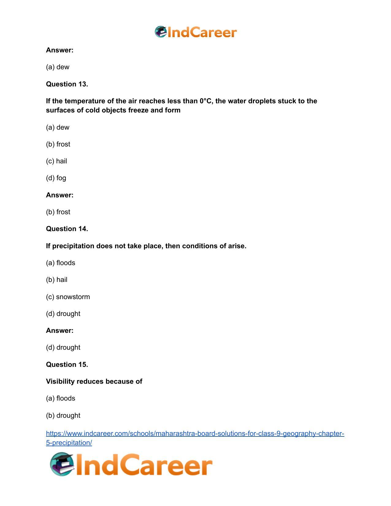Maharashtra Board Solutions for Class 9- Geography: Chapter 5- Precipitation - Page 18