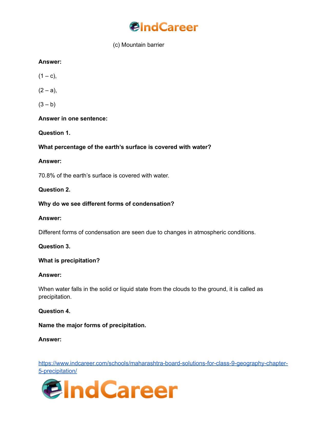 Maharashtra Board Solutions for Class 9- Geography: Chapter 5- Precipitation - Page 20