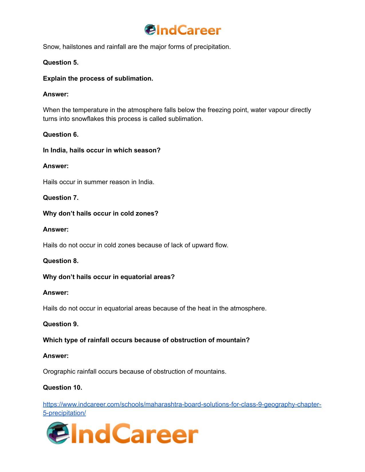 Maharashtra Board Solutions for Class 9- Geography: Chapter 5- Precipitation - Page 21