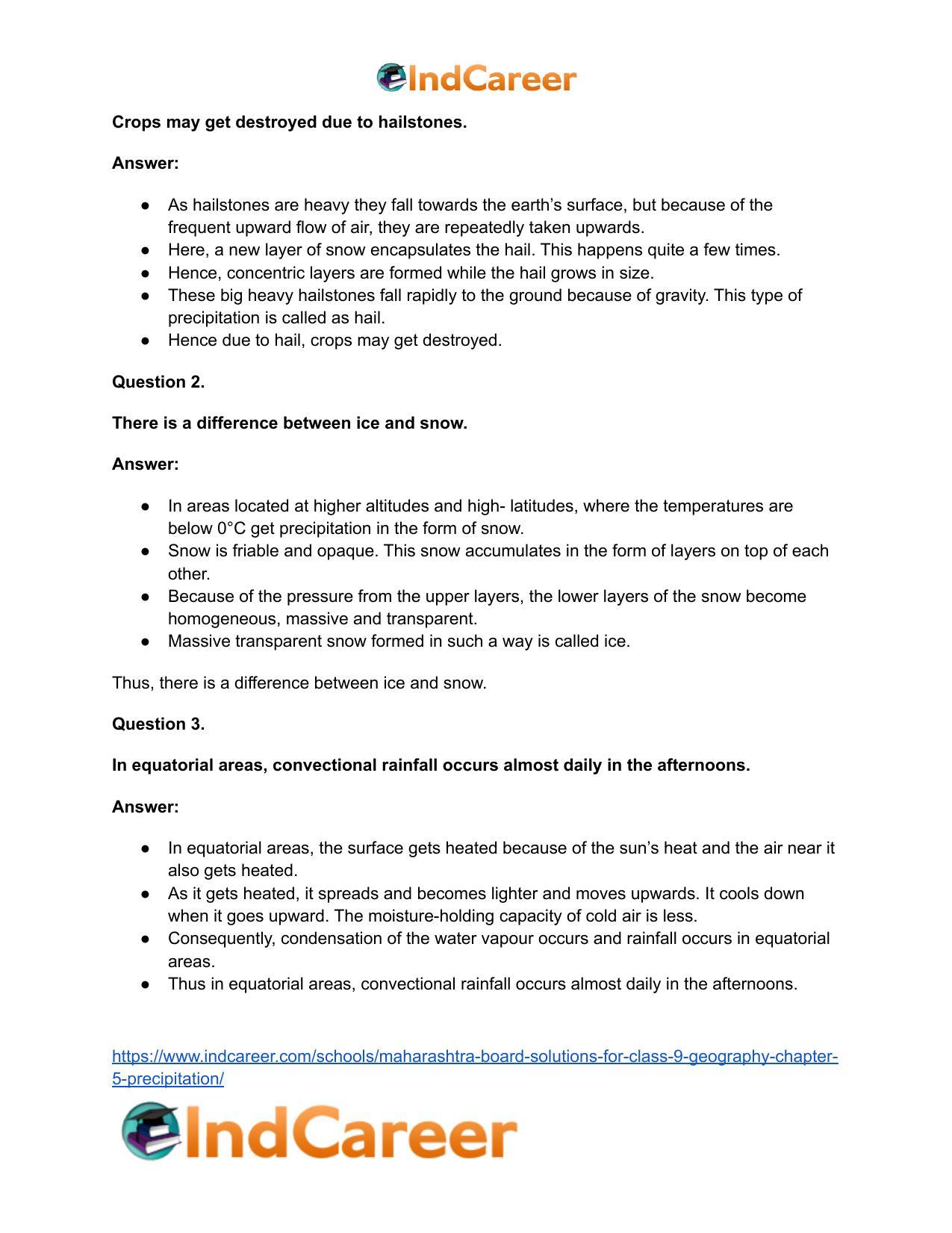 Maharashtra Board Solutions for Class 9- Geography: Chapter 5- Precipitation - Page 26