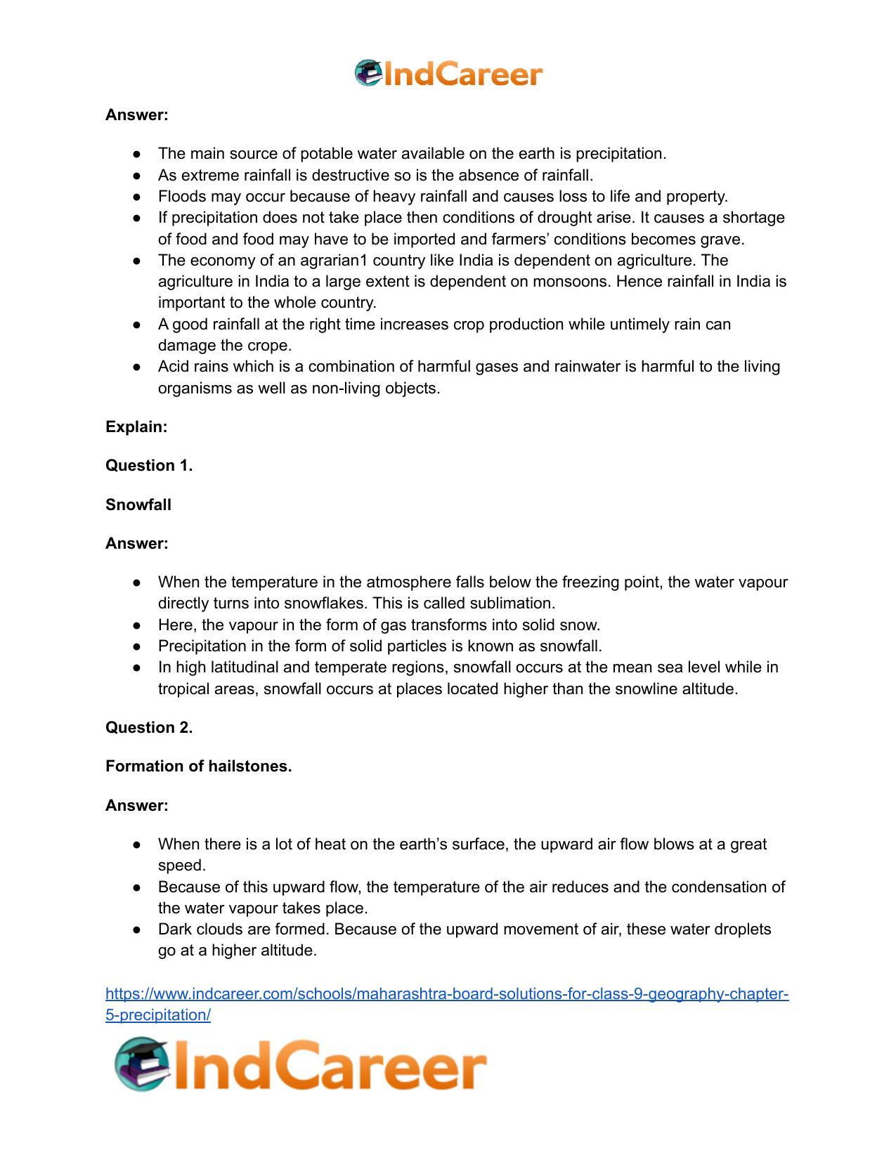 Maharashtra Board Solutions for Class 9- Geography: Chapter 5- Precipitation - Page 29