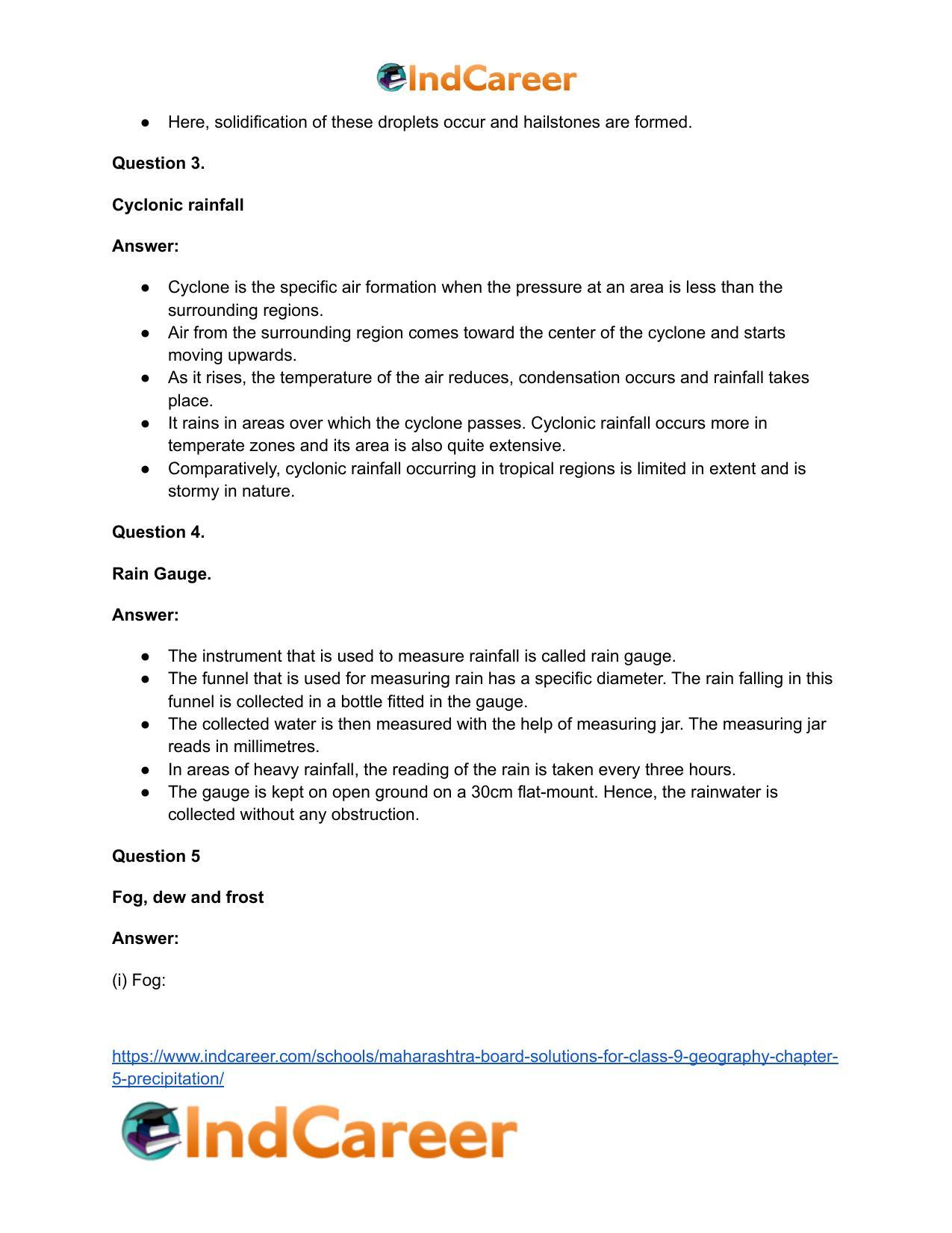 Maharashtra Board Solutions for Class 9- Geography: Chapter 5- Precipitation - Page 30