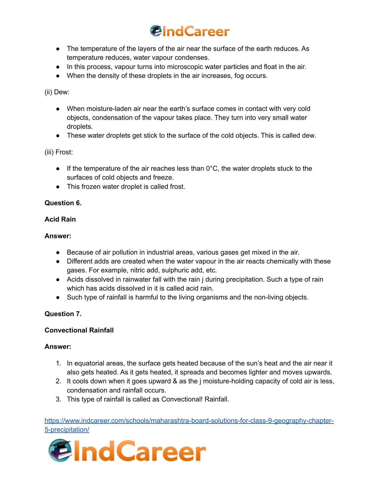Maharashtra Board Solutions for Class 9- Geography: Chapter 5- Precipitation - Page 31