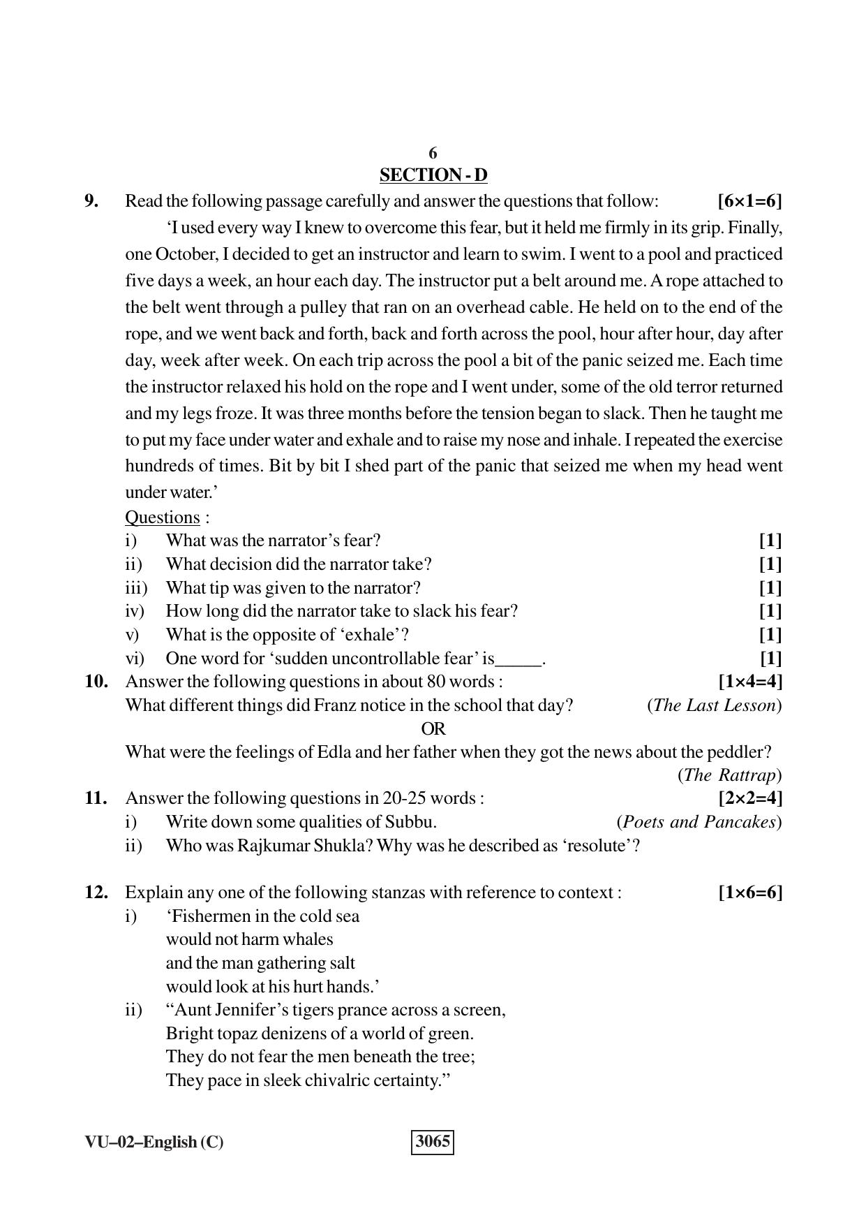 RBSE 2023 English Varishtha Upadhyay Question Paper - Page 6