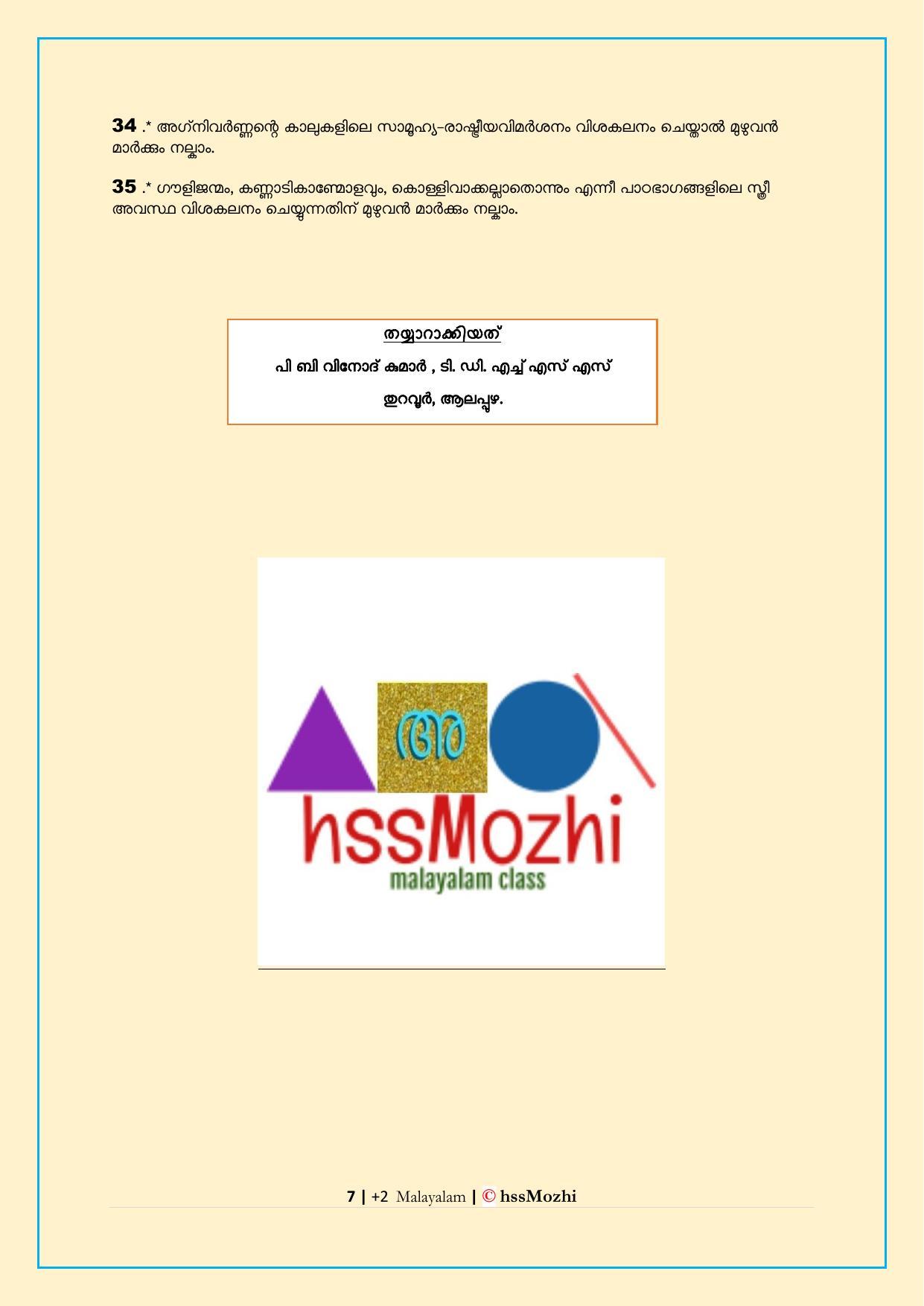 Kerala Plus Two 2022 Malayalam Answer Key - Page 7